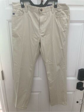 Men's Dress Pants in Light Khaki/Cream - Classic Straight Dress Trousers - 38x32